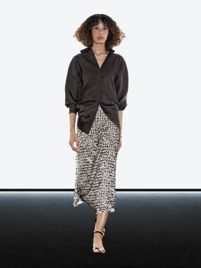 Massimo Dutti Embroidered Rhinestone Midi Skirt In Multi