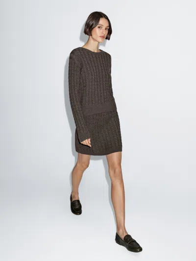 Massimo Dutti Knit Skirt With Cable In Gray