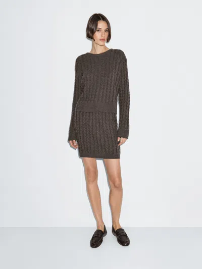 Massimo Dutti Knit Skirt With Cable In Gray