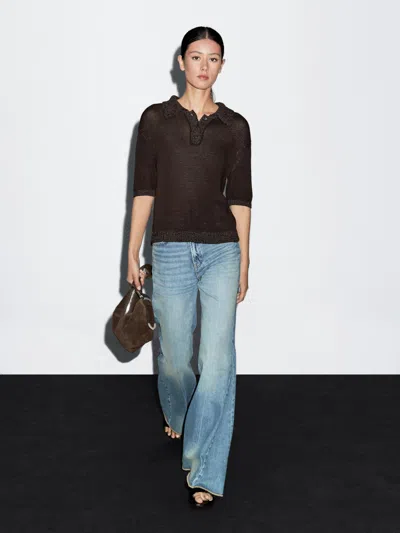 Massimo Dutti Polo Sweater With Contrast Collar In Multi