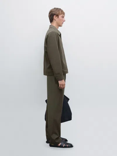 Massimo Dutti Total Look Double Wool Blend Jacket In Brown