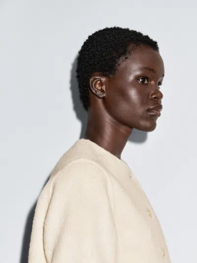 Massimo Dutti Short Wool Blend Jacket In Neutral