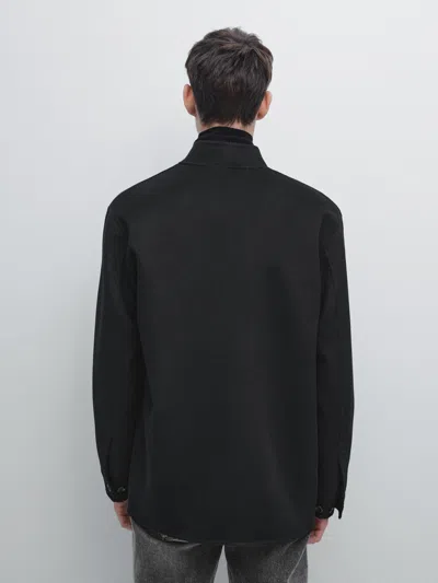 Massimo Dutti Double Wool Blend Jacket With Stand Collar In Multi