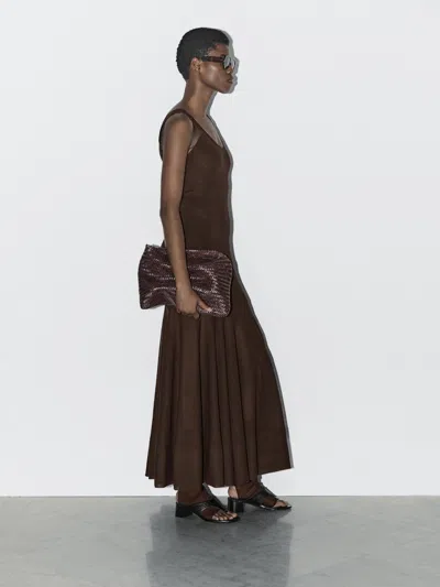 Massimo Dutti Knit Cotton And Silk Blend Dress In Black