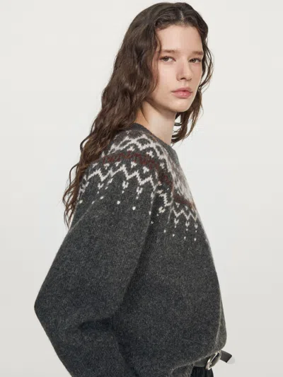 Massimo Dutti 100% Wool Jacquard Knit Sweater In Multi