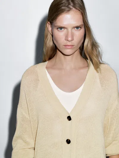 Massimo Dutti Oversize Fine Knit Cardigan In Multi