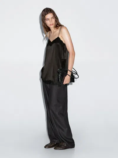 Massimo Dutti Camisole Top With Vent Details In Brown