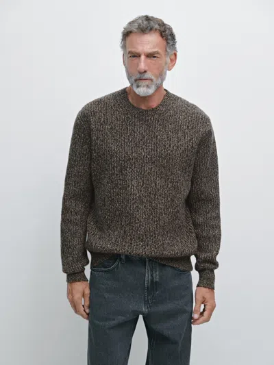 Massimo Dutti Crew Neck Sweater In 100% Wool In Animal Print