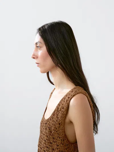 Massimo Dutti Suede Leather Crochet Top