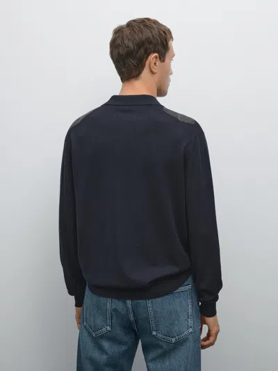 Massimo Dutti Knit Wool Blend Argyle Polo Sweater In Multi