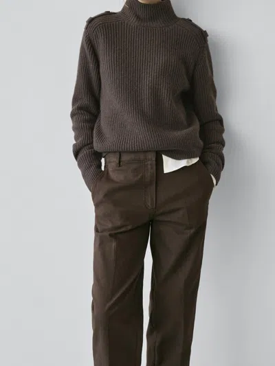 Massimo Dutti Knit Sweater With Shoulder Detail In Brown