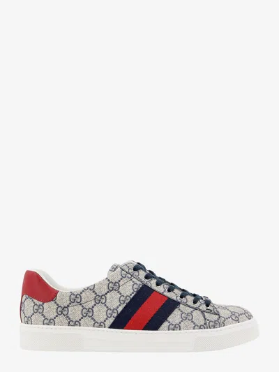 Gucci Men Ace Gg Supreme Fabric Sneakers In Gray