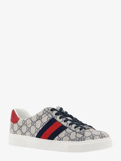 Gucci Men Ace Gg Supreme Fabric Sneakers In Gray