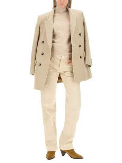 Isabel Marant Frayed Detail Cotton Trouser In Neutrals