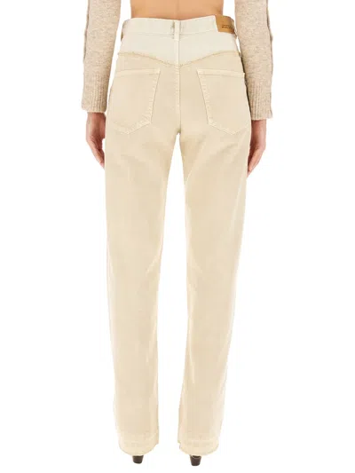 Isabel Marant Frayed Detail Cotton Trouser In Neutrals