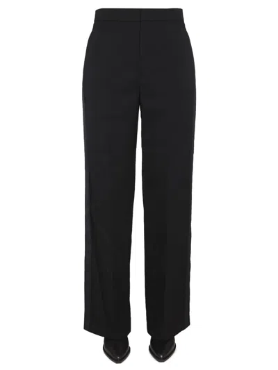Isabel Marant Trousers With Belt Loops And Satin Trim In Black