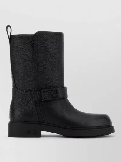Fendi Black Leather Boots In Black