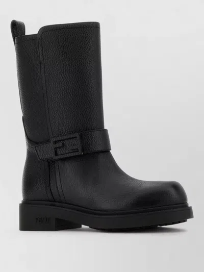 Fendi Black Leather Boots In Black