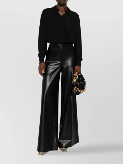 Elisabetta Franchi Body Shirt With Collared Neck And Long Sleeves In Black