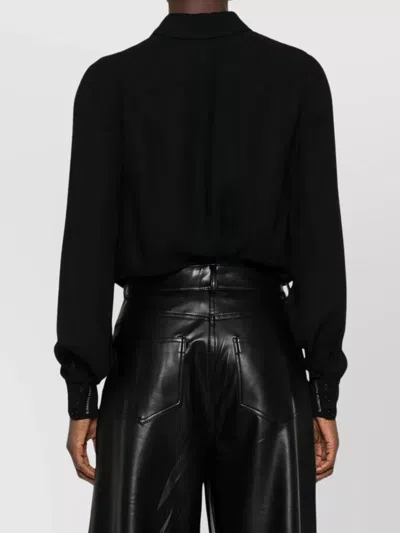 Elisabetta Franchi Body Shirt With Collared Neck And Long Sleeves In Black