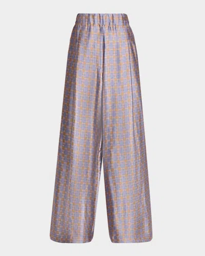 Dries Van Noten Pila Check Wide-leg Pants In Pink