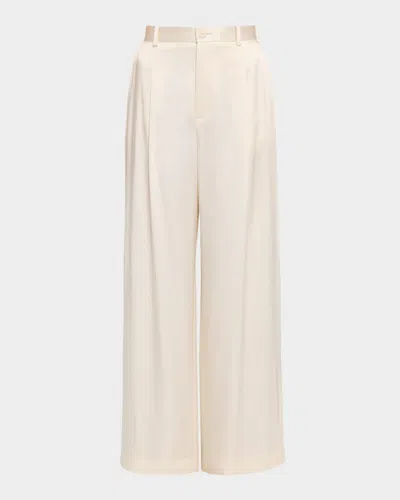 Lapointe Satin Relaxed-leg Pleated Pants In Multi