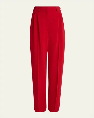 Givenchy Double Pleated Straight-leg Ankle Trousers In Red
