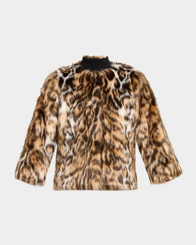 Gorski Fur Free Leopard Faux-fox Coat In Multi