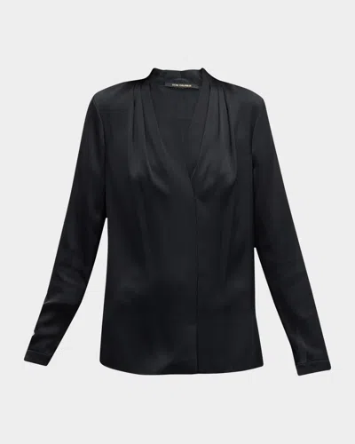 Kobi Halperin Nellie Pleated V-neck Long-sleeve Blouse In Multi