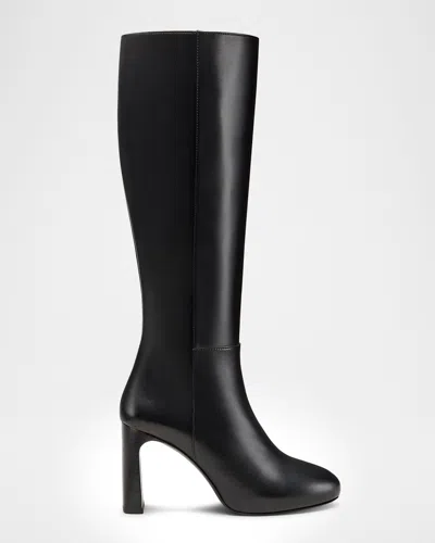 Stuart Weitzman 90mm Babette Leather Knee-high Platform Boots In Black