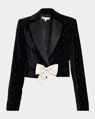 Loveshackfancy Orlisa Cropped Velvet Blazer In Black