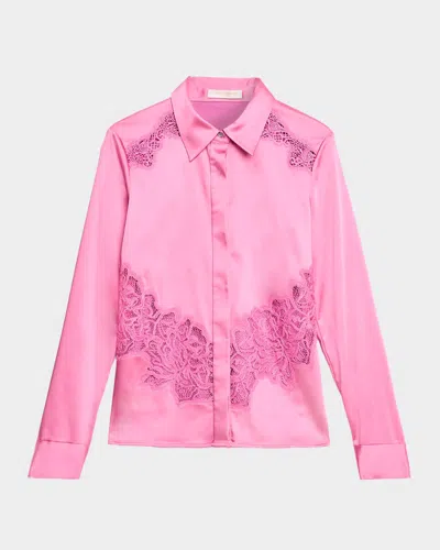 Ramy Brook Serena Satin Button-front Shirt In Pink