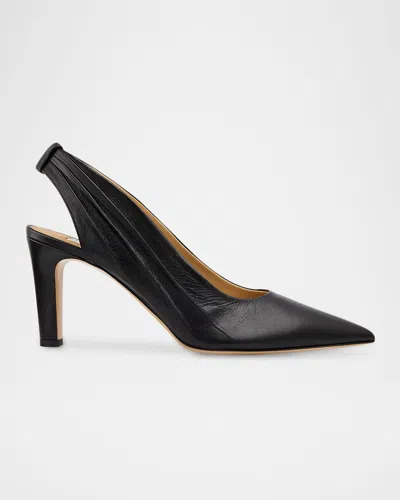 Gabriela Hearst 90mm Amari Leather Slingback Pumps In Black