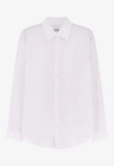 Burberry Cotton Poplin Ekd-embroidered Formal Shirt In White