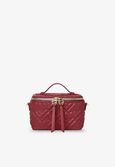 Fendi Vanity Leather Crossbody Bag With Ff Motif In Red