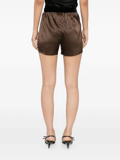Tom Ford Silk Pajama Shorts In Brown