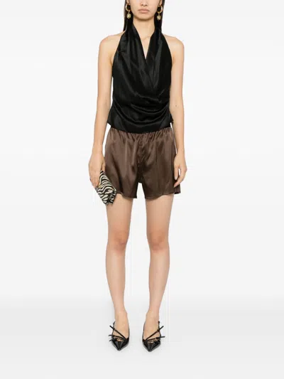 Tom Ford Silk Pajama Shorts In Brown