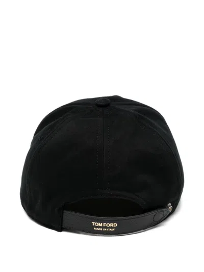 Tom Ford Logo Canvas Baseball Cap In Black