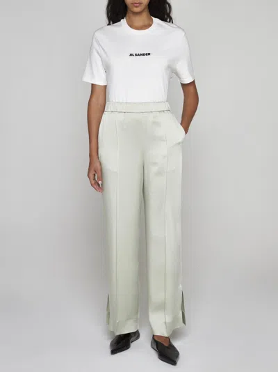 Jil Sander Acetate And Viscose Trousers In White