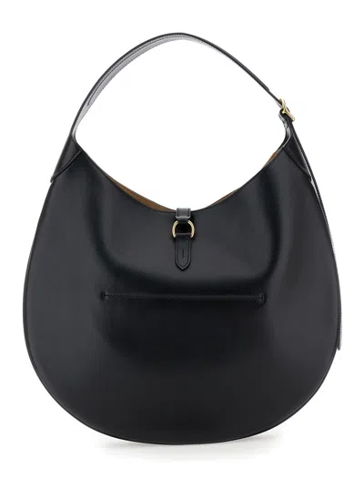 Polo Ralph Lauren Black Shoulder Bag With Logo Detail In Smooth Leather Woman In Black