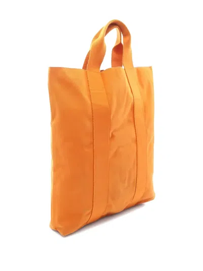 Pre-owned Hermes 2000s French Festival Hawaii Exclusive Fourre Tout Cabas Canvas Tote Bag In Orange