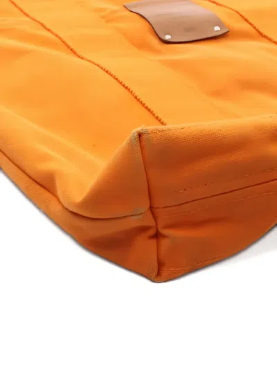 Pre-owned Hermes 2000s French Festival Hawaii Exclusive Fourre Tout Cabas Canvas Tote Bag In Orange