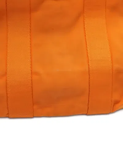 Pre-owned Hermes 2000s French Festival Hawaii Exclusive Fourre Tout Cabas Canvas Tote Bag In Orange