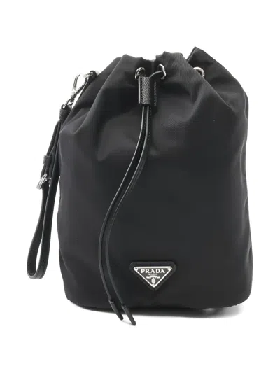 Pre-owned Prada Logo-detail Make-up Bag In Black