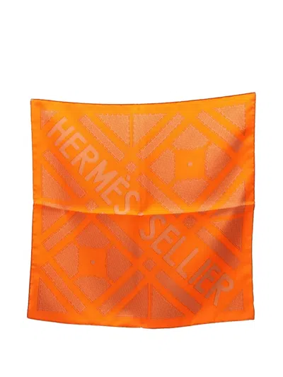 Pre-owned Hermes 2010s Sellier Square-shape Scarf In Orange