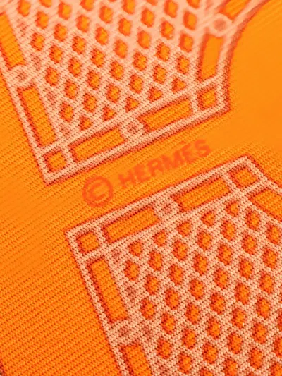 Pre-owned Hermes 2010s Sellier Square-shape Scarf In Orange