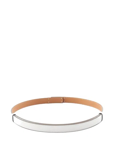 Pre-owned Hermes Kelly Epsom-leather Belt In White