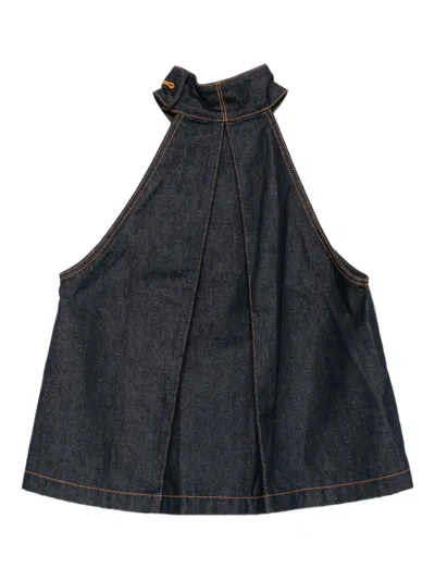 We11 Done Denim Top In Blue