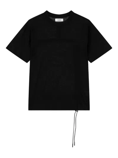 Tomboy Drawstring-hem Short-sleeve Top In Black
