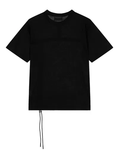 Tomboy Drawstring-hem Short-sleeve Top In Black
